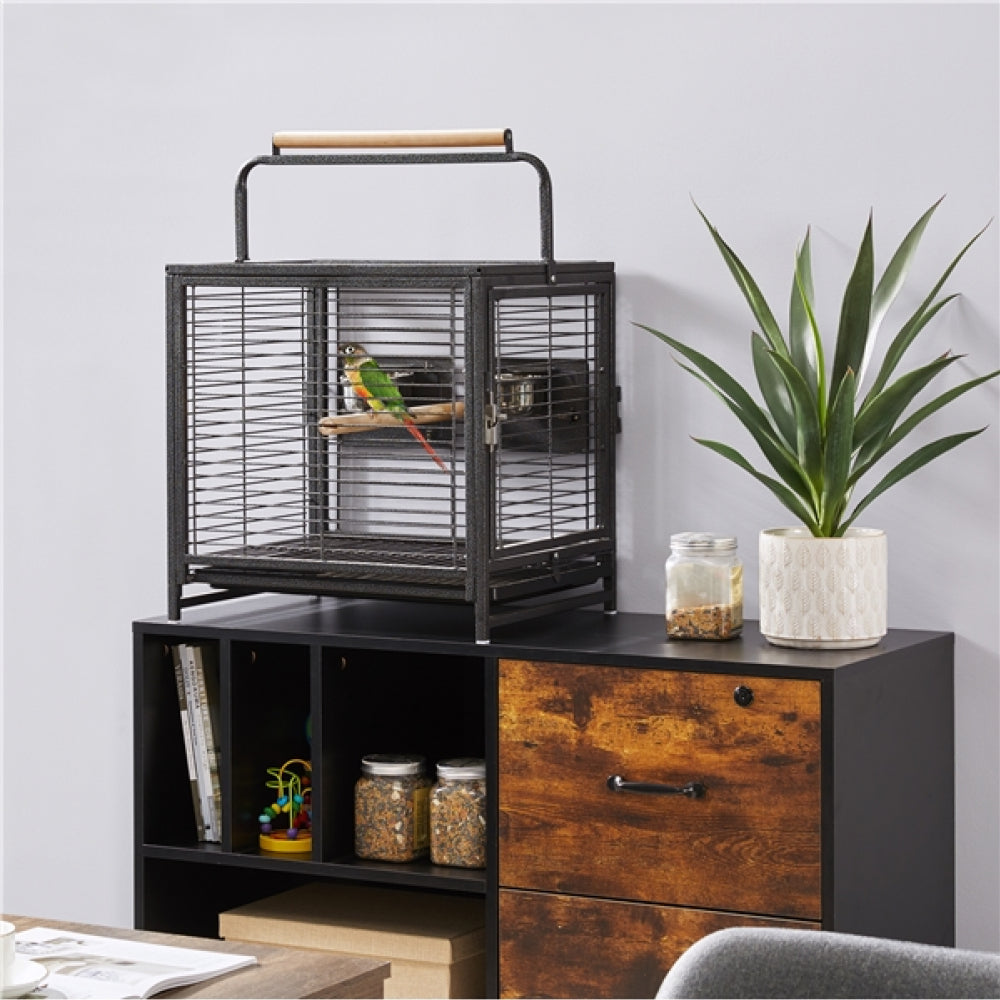 26" Wrought Iron Travel Bird Cage Carrier for Small to Medium Sized Birds
