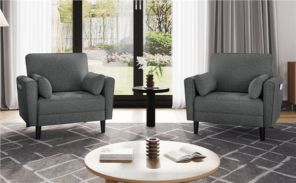 2pcs Fabric Upholstered Tufted Oversized Armchairs