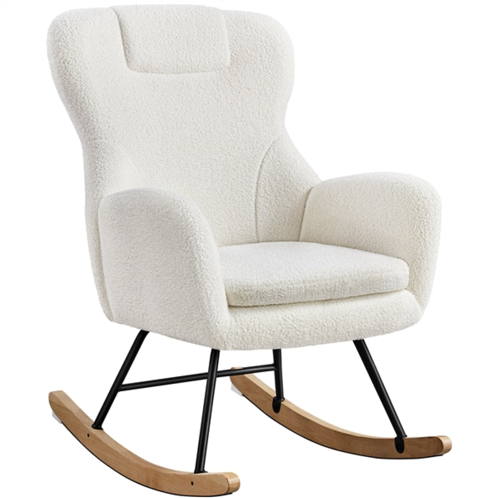 Boucle Upholstered Armchair Rocking Chair