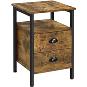 Side Table with 2 Drawers and Open Shelf