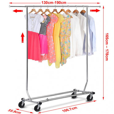 Free-Standing Standard Garment Rod Clothes Organizer Adjustable Foldable Clothes Rack