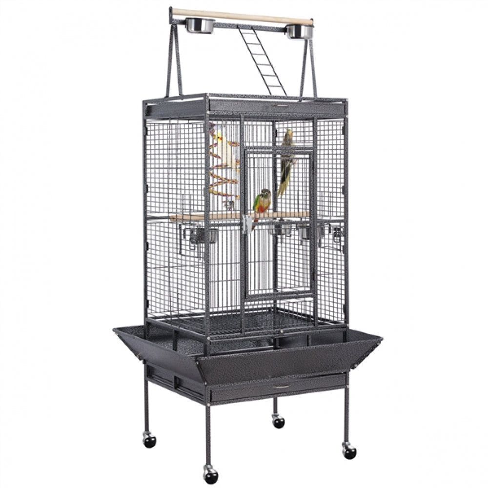H68.5'' Play Top Parrot Cage Metal Rolling Bird Cage