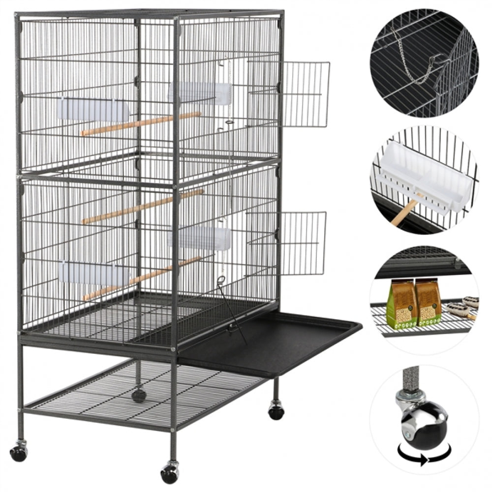 52″ H Large Parrot Cage Rolling Metal Bird Cage