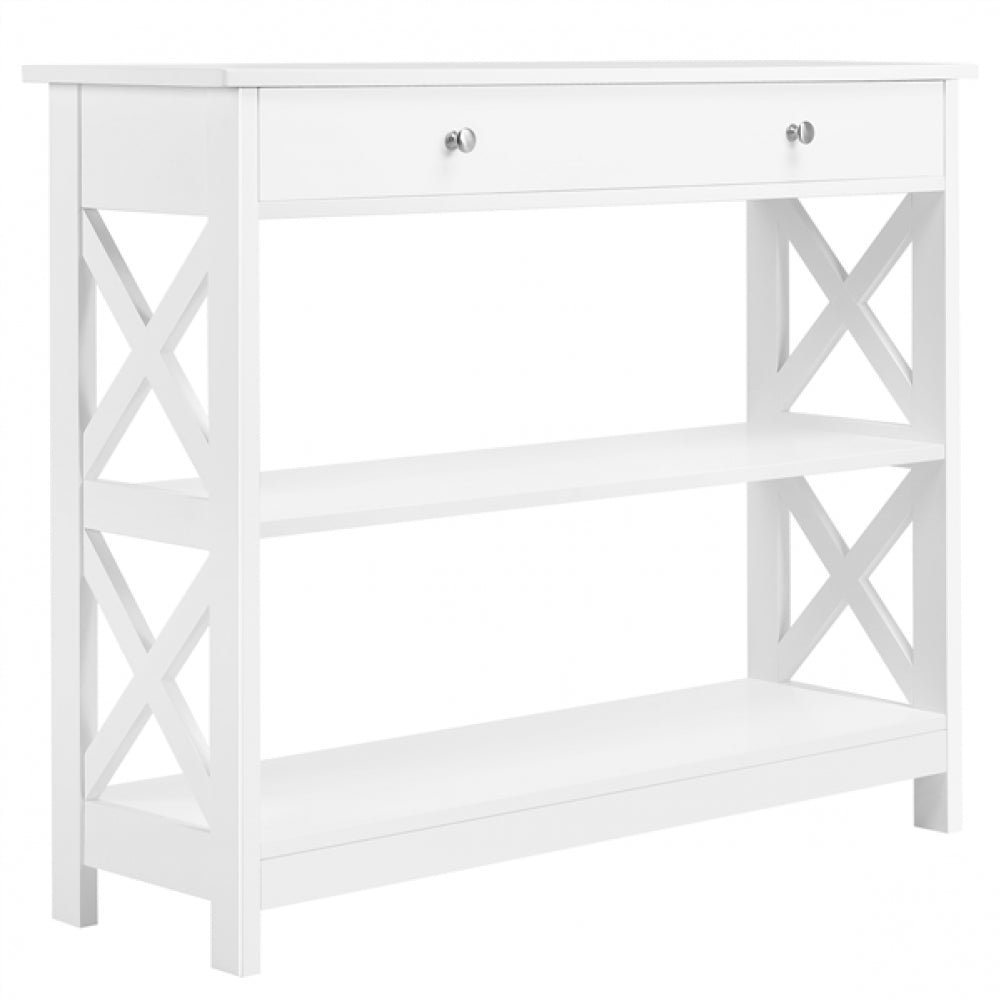 Wooden Console Table with 1 Drawer and 2 Open Shelves Versatile Entryway Table