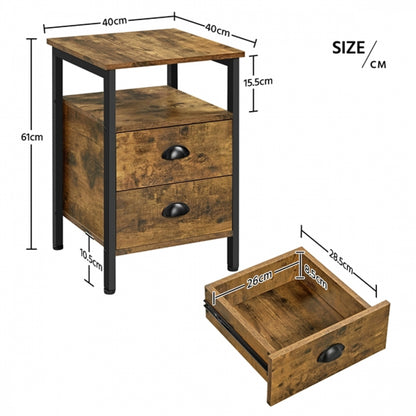 Side Table with 2 Drawers and Open Shelf