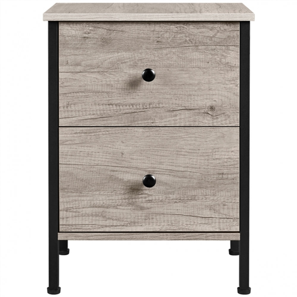 Metal-Framed Side Table with 2 Drawers