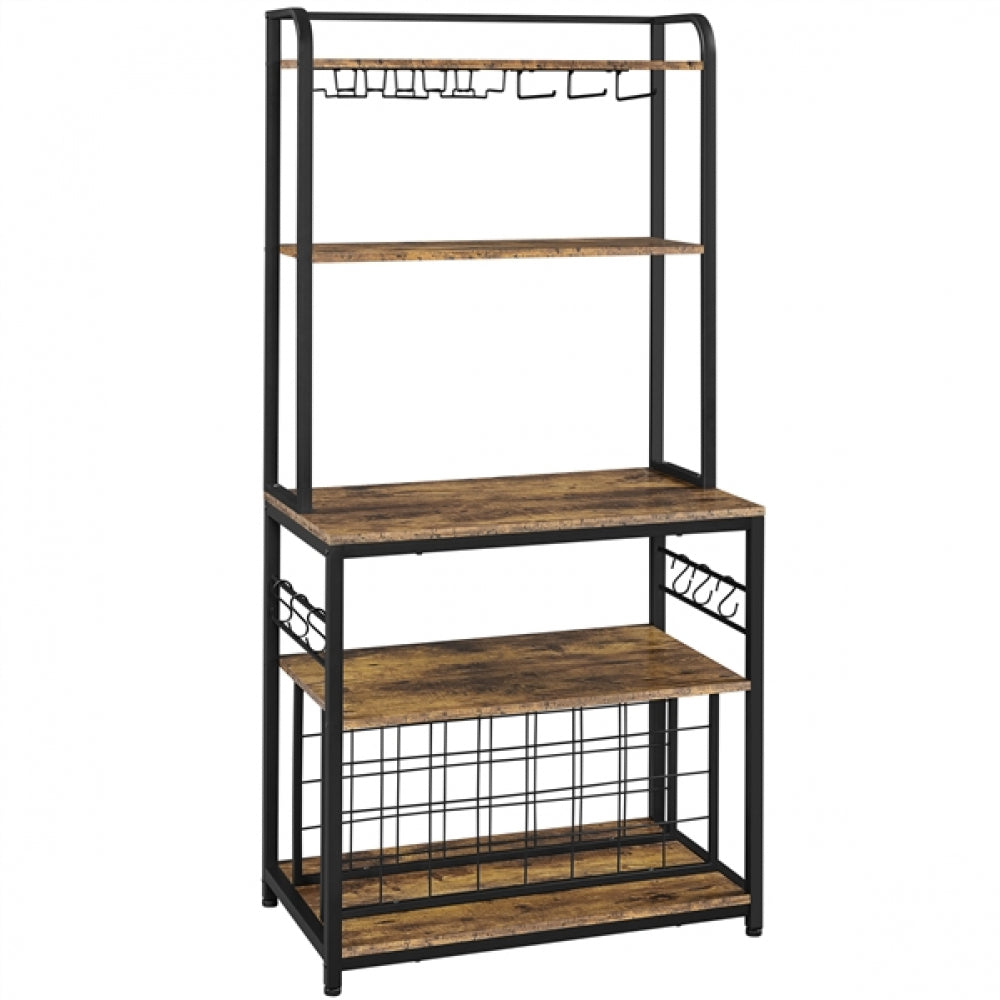 Freestanding Wine Rack with Glass Holder and Wine Storage