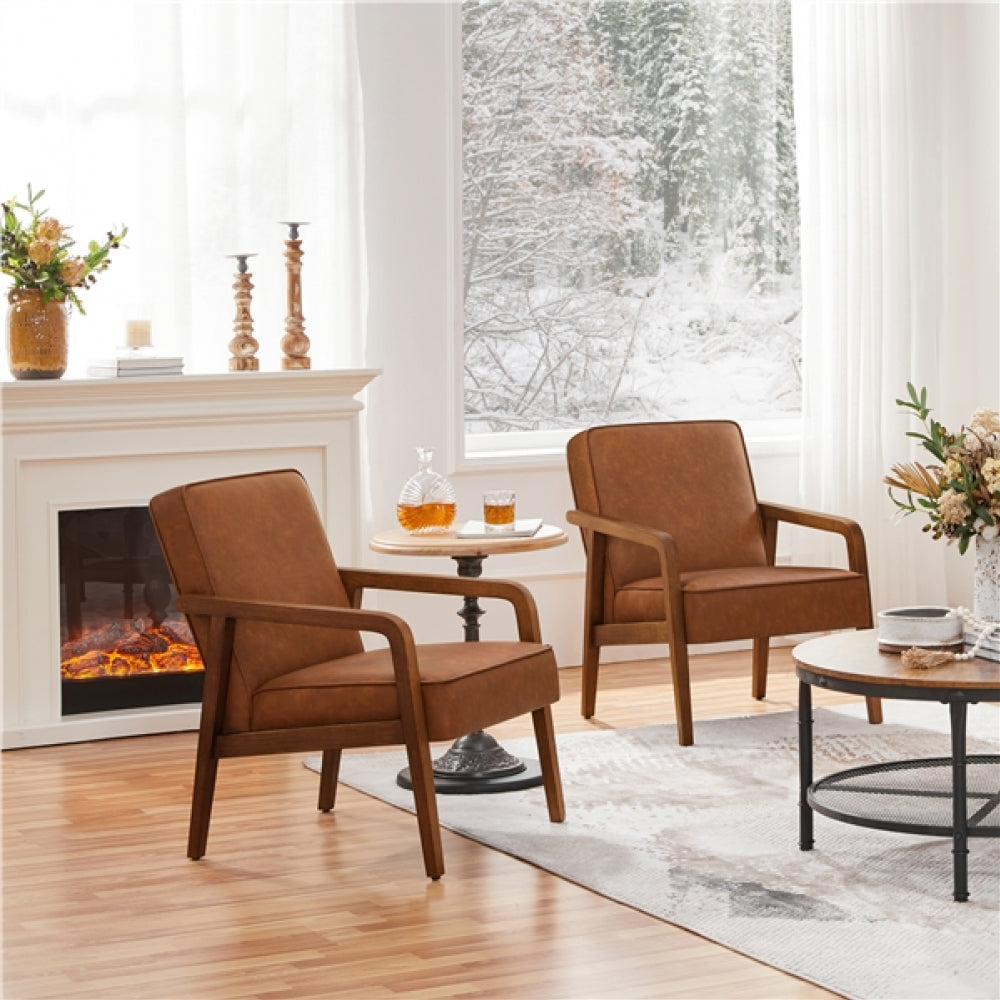 Mid-Century Modern Upholstered Lounge Chair Accent Armchair