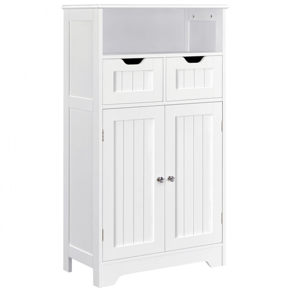 Bathroom Floor Storage Cabinet with 2 Drawers & Shelf Height-Adjustable Cabinet