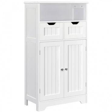 Bathroom Floor Storage Cabinet with 2 Drawers & Shelf Height-Adjustable Cabinet
