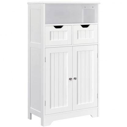 Bathroom Floor Storage Cabinet with 2 Drawers & Shelf Height-Adjustable Cabinet