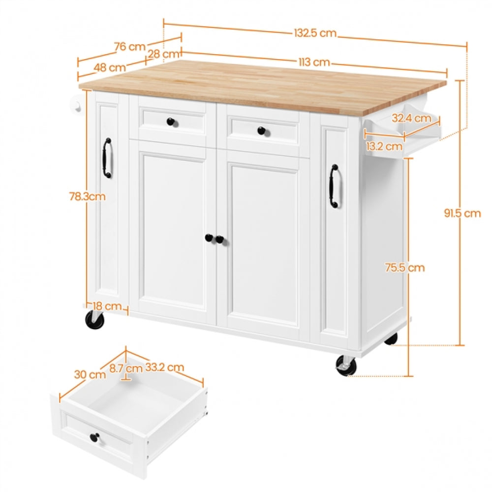 Kitchen Trolley with Drop-Leaf Breakfast Bar