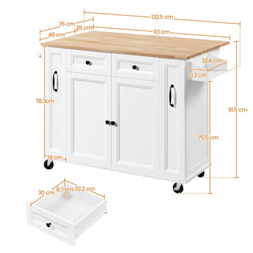Kitchen Trolley with Drop-Leaf Breakfast Bar