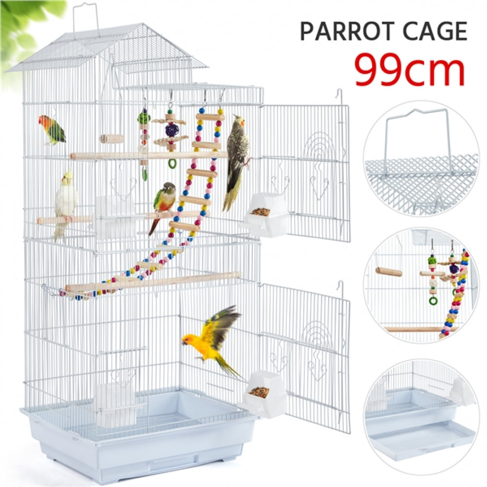 Metal Parrot Cage Bird cage w/ Swing & Ladder