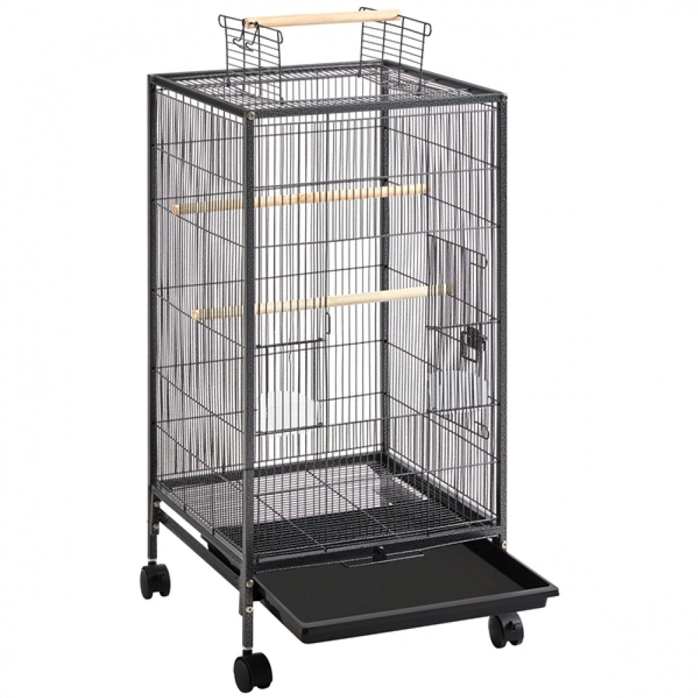 40-Inch H Wrought Iron Bird Cage with Rolling Stand