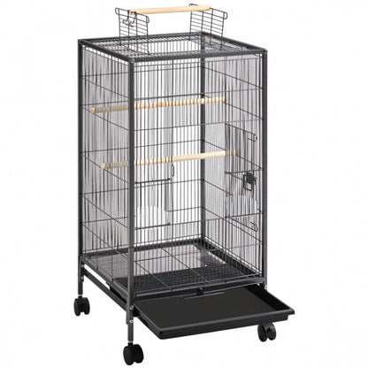 40-Inch H Wrought Iron Bird Cage with Rolling Stand