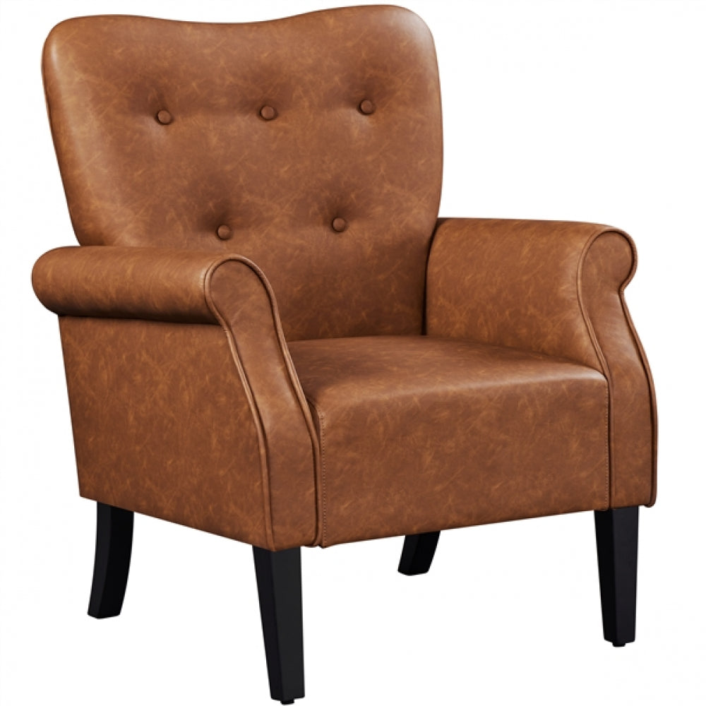 Mid-century Modern Faux Leather Accent Chair Armchair