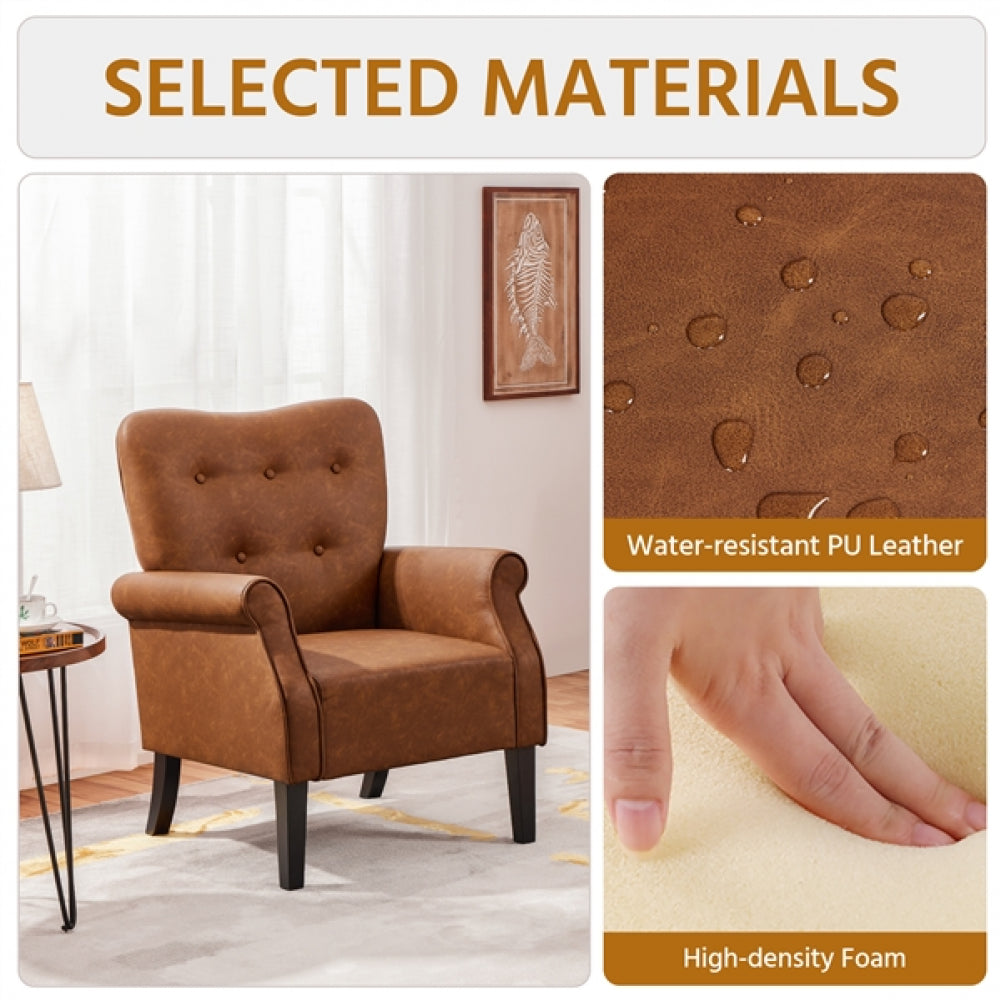 Mid-century Modern Faux Leather Accent Chair Armchair