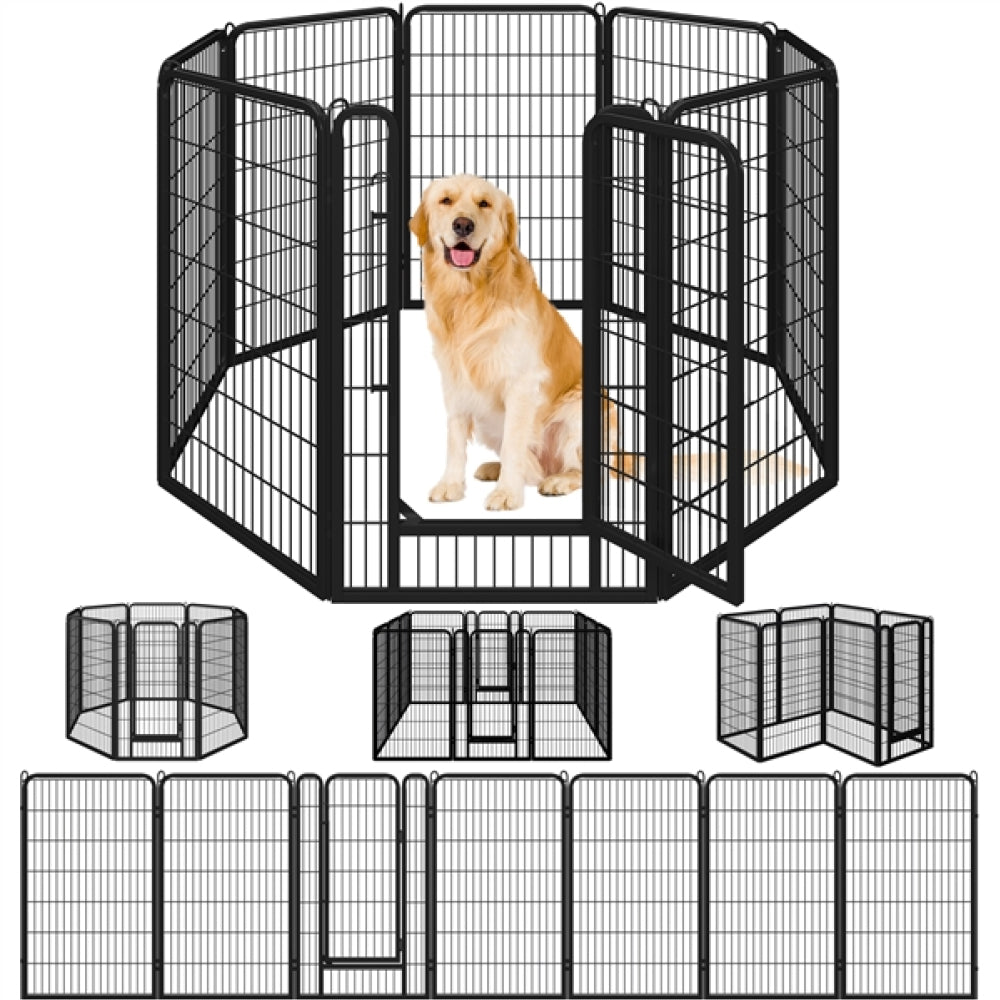 120cm Tall 8 Panels Dog Playpen Panels Foldable Metal Pet Fence