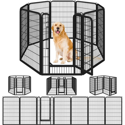 120cm Tall 8 Panels Dog Playpen Panels Foldable Metal Pet Fence