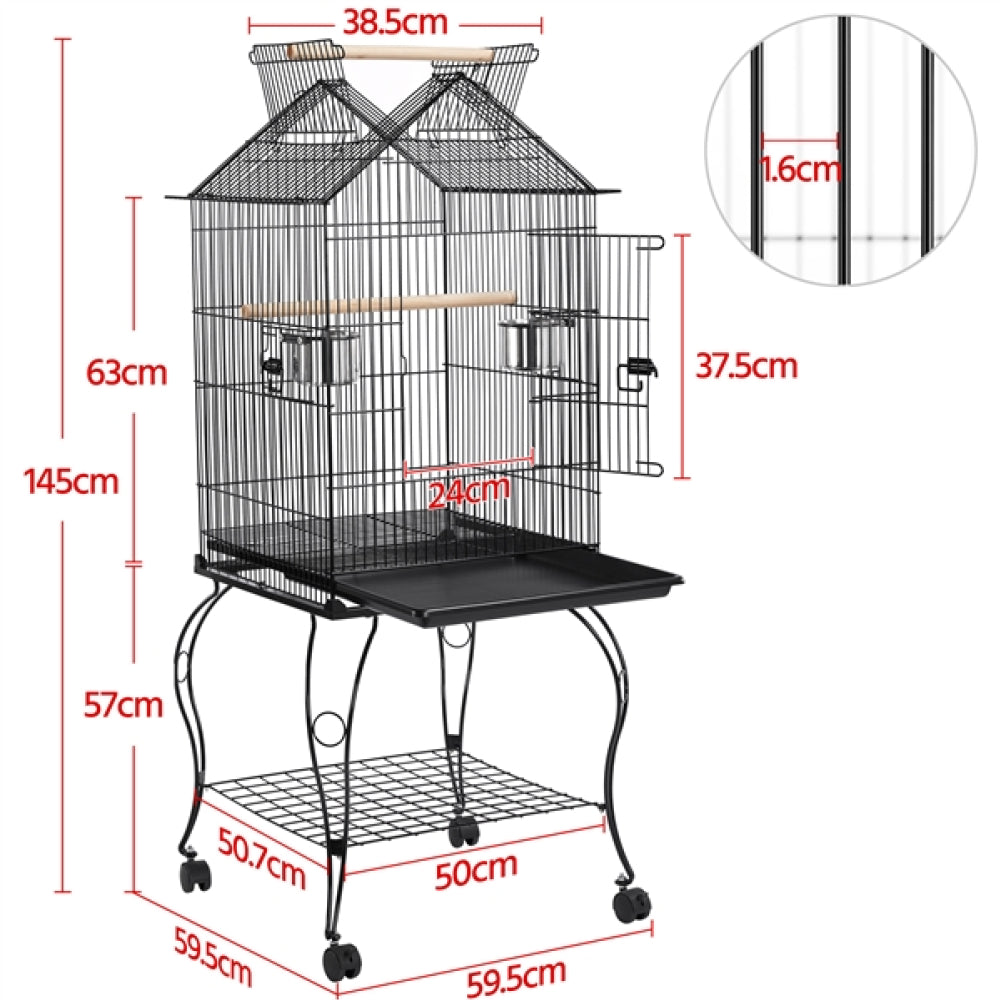 H145cm Open Top Metal Parrot Cage Bird Cage