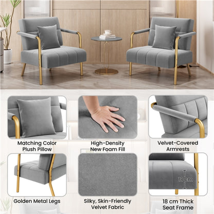 Velvet Accent Armchair with Cozy Pillow