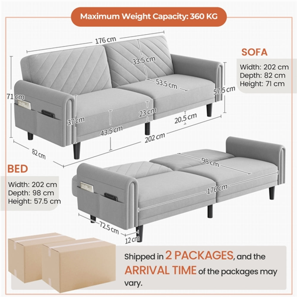 Convertible Sofa Bed Fabric 3-Seater Sofa Bed
