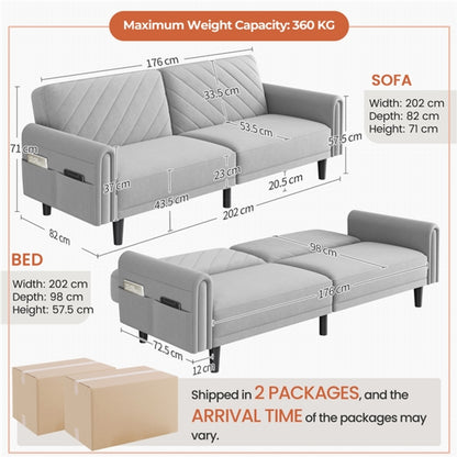 Convertible Sofa Bed Fabric 3-Seater Sofa Bed