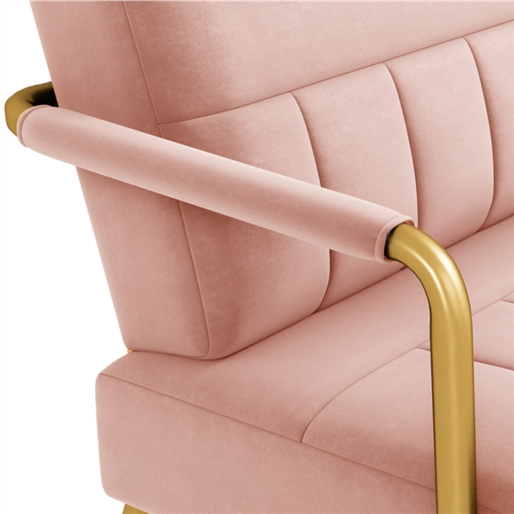 Upholstered Sofa Couch with Gold-tone Metal Arms and Legs