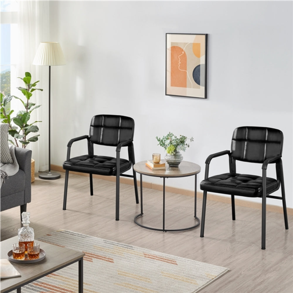 2pcs Office Reception Chairs Faux Leather Guest Chairs