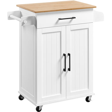 Kitchen Island Cart with Spice Rack Storage Rolling Kitchen Cart
