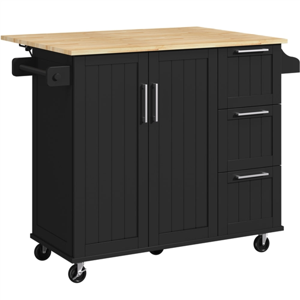 Kitchen Cart Kithen Trolley with Wood Top and Drop Leaf Breakfast Bar