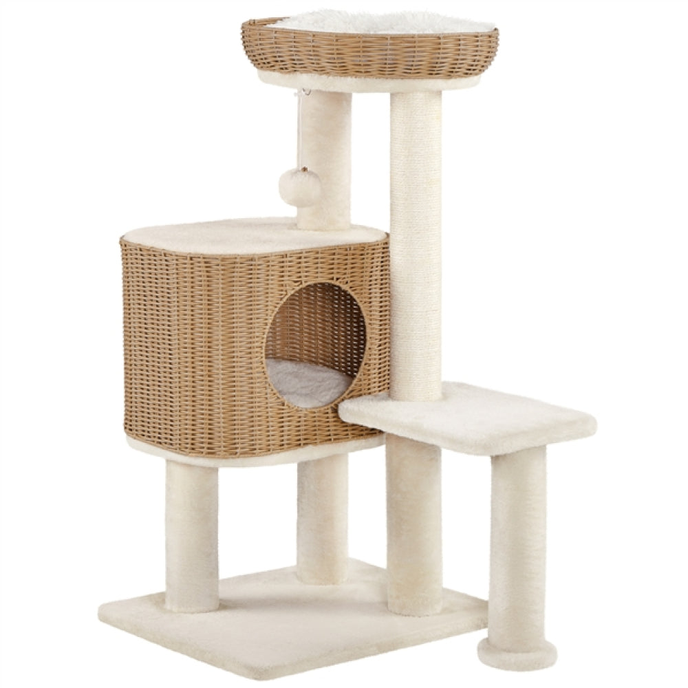 36″ Tall Rattan Cat Tree Cat House Cat Tower