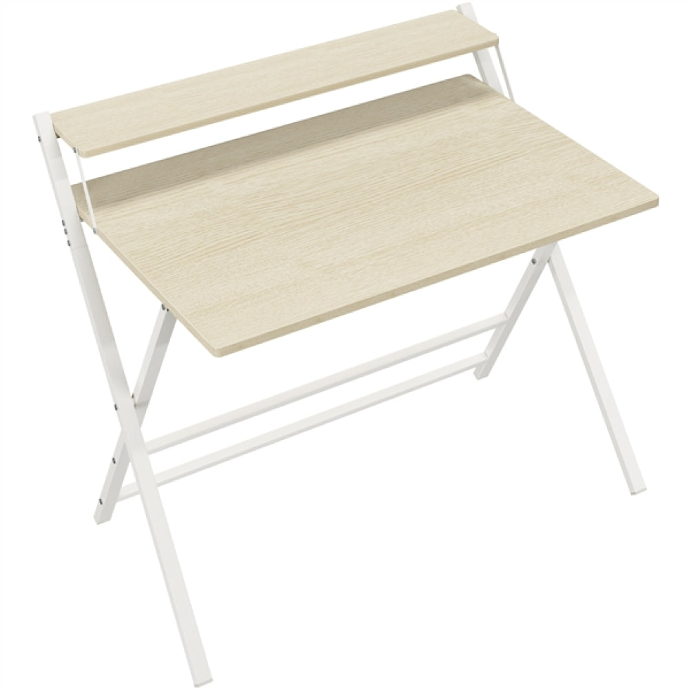 2-Tier Foldable Computer Desk w/ Monitor Shelf