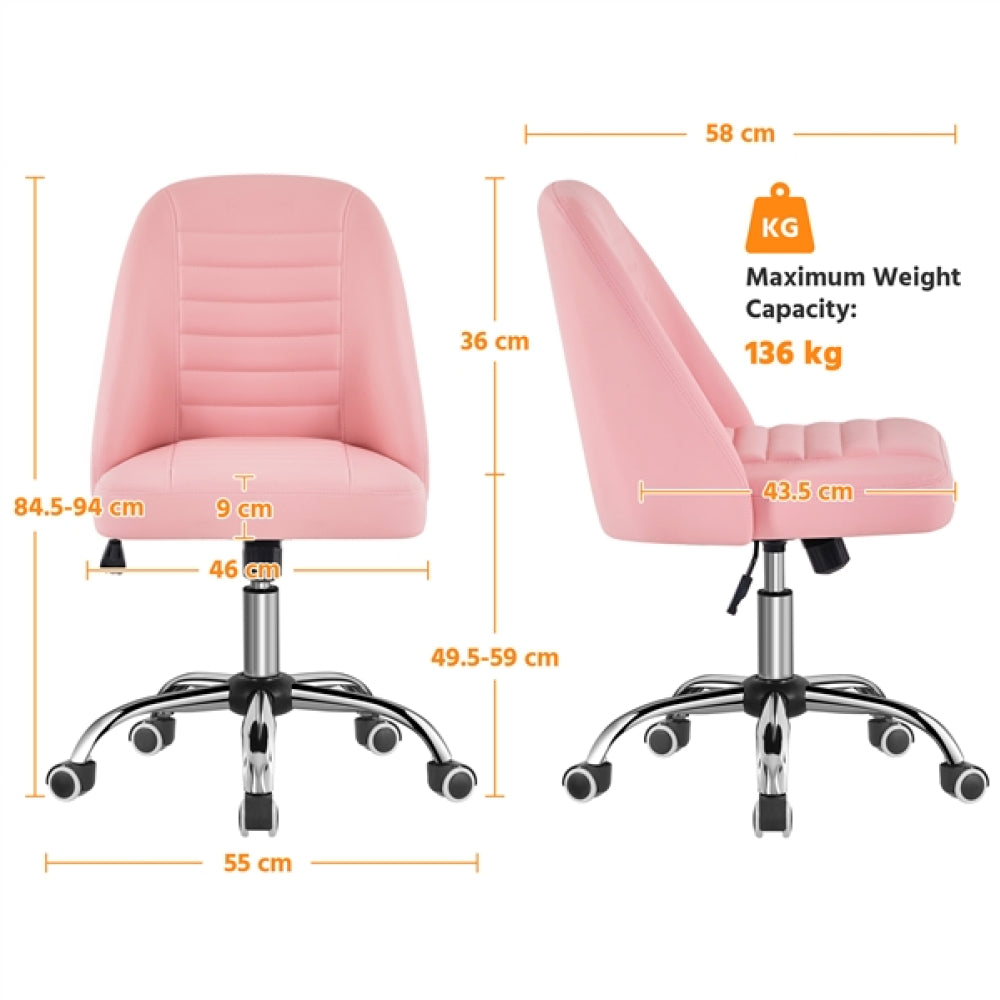 Modern Tufted Armless Computer Chair Task Chair Vanity Chair