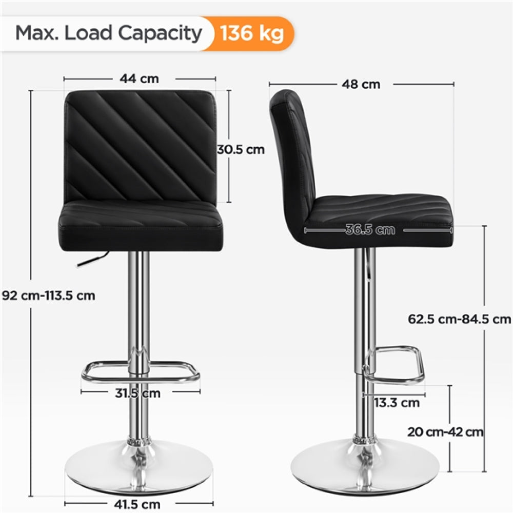 2pcs Modern PU Leather Swivel Bar Stools