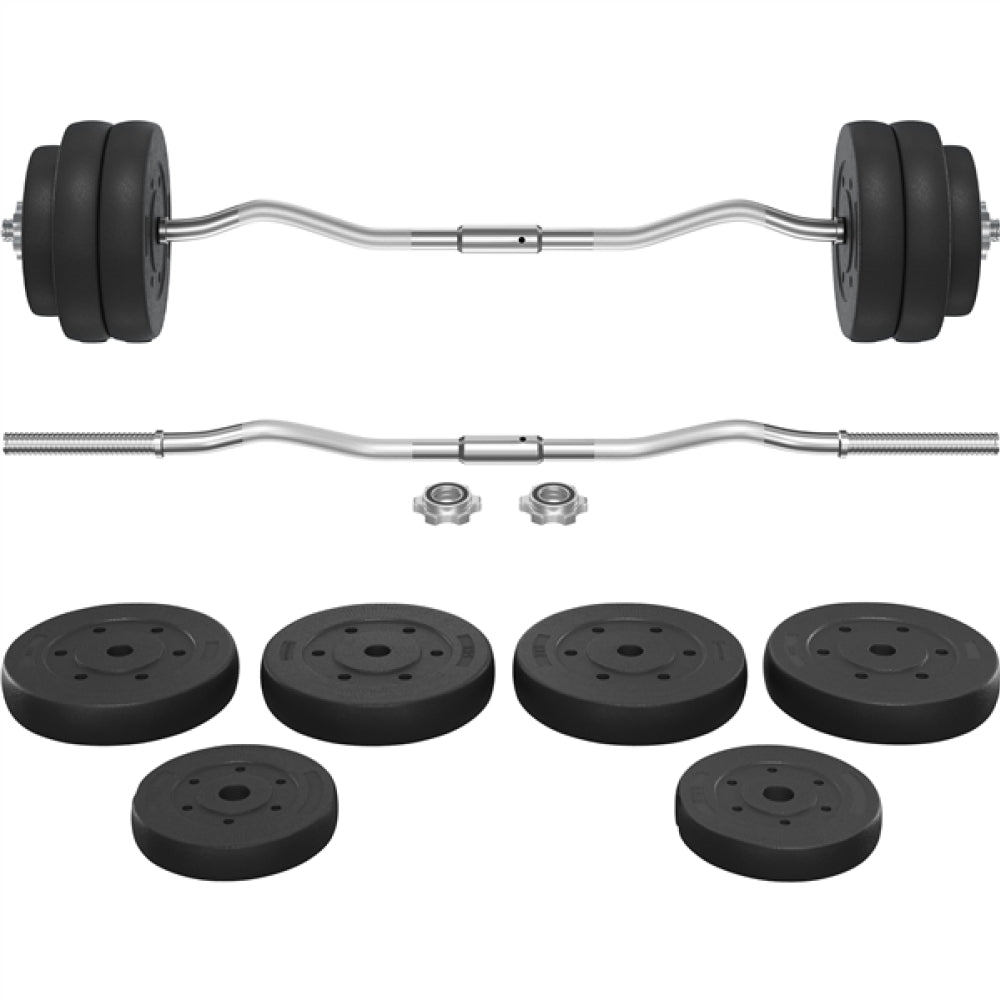 30 KG Home Gym Barbell Weight Set Detachable Curl Bar with Plates and Star Locks