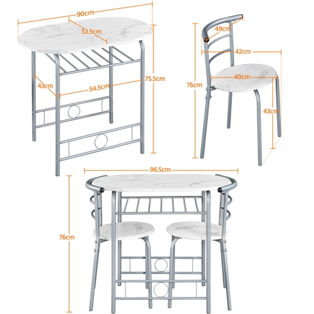 Modern Dining Set 1X Table + 2 Chairs