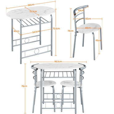Modern Dining Set 1X Table + 2 Chairs