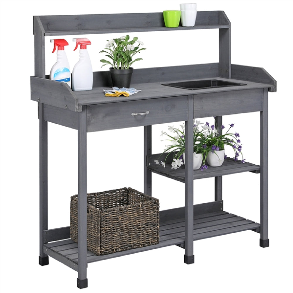 Garden Potting Bench with Basin Garden Work Bench Station