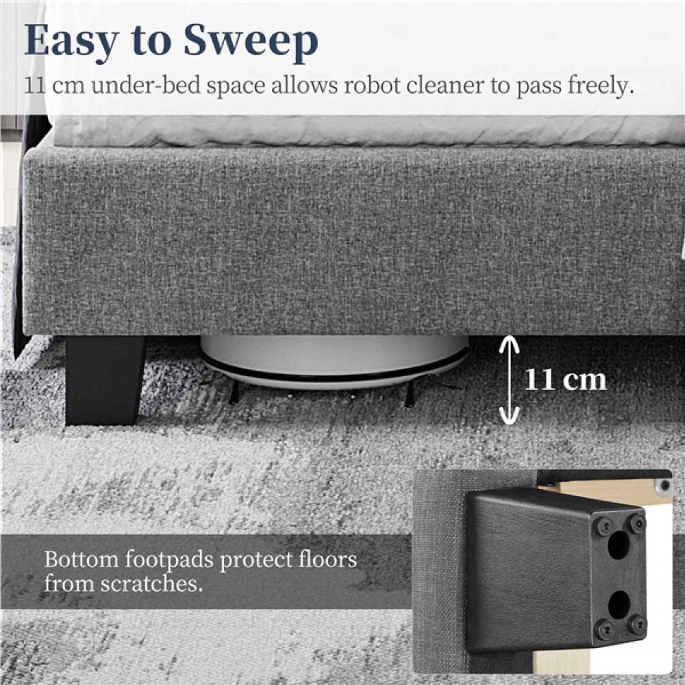 Queen Upholstered Bed Frame with Channel Tufted Headboard