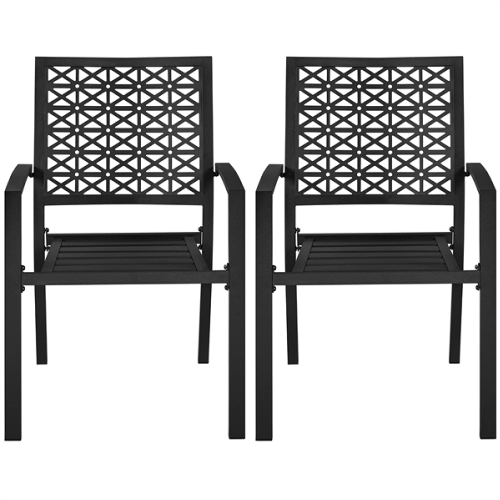 Set of 2 Outdoor Patio Dining Chairs with Armrests Modern Steel Bistro Chairs