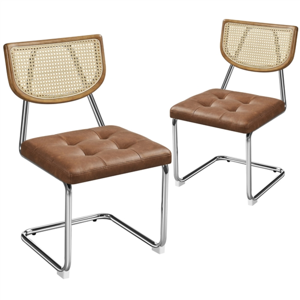 6PCS Mid-Century Modern Dining Chairs with Mesh Rattan Back
