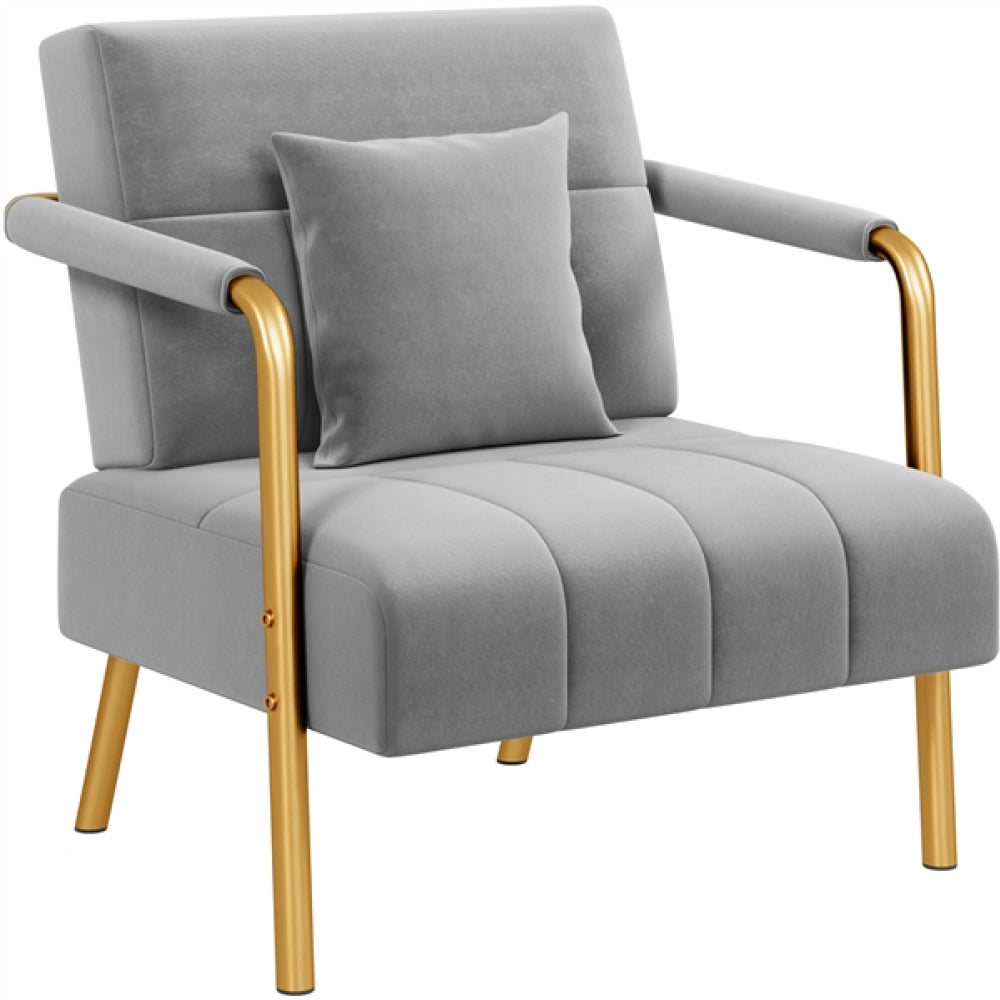 Velvet Upholstered Sofa Couch + Accent Armchair Lounge Chair