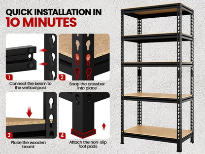 2pcs 5-Tier Utility Shelves Adjustable Metal Shelving Units