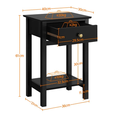 2x Wood Side Table End Table Storage Cabinet Night Stand