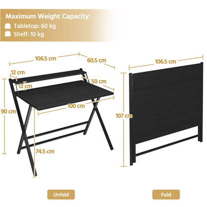 2-Tier Foldable Computer Desk w/ Monitor Shelf