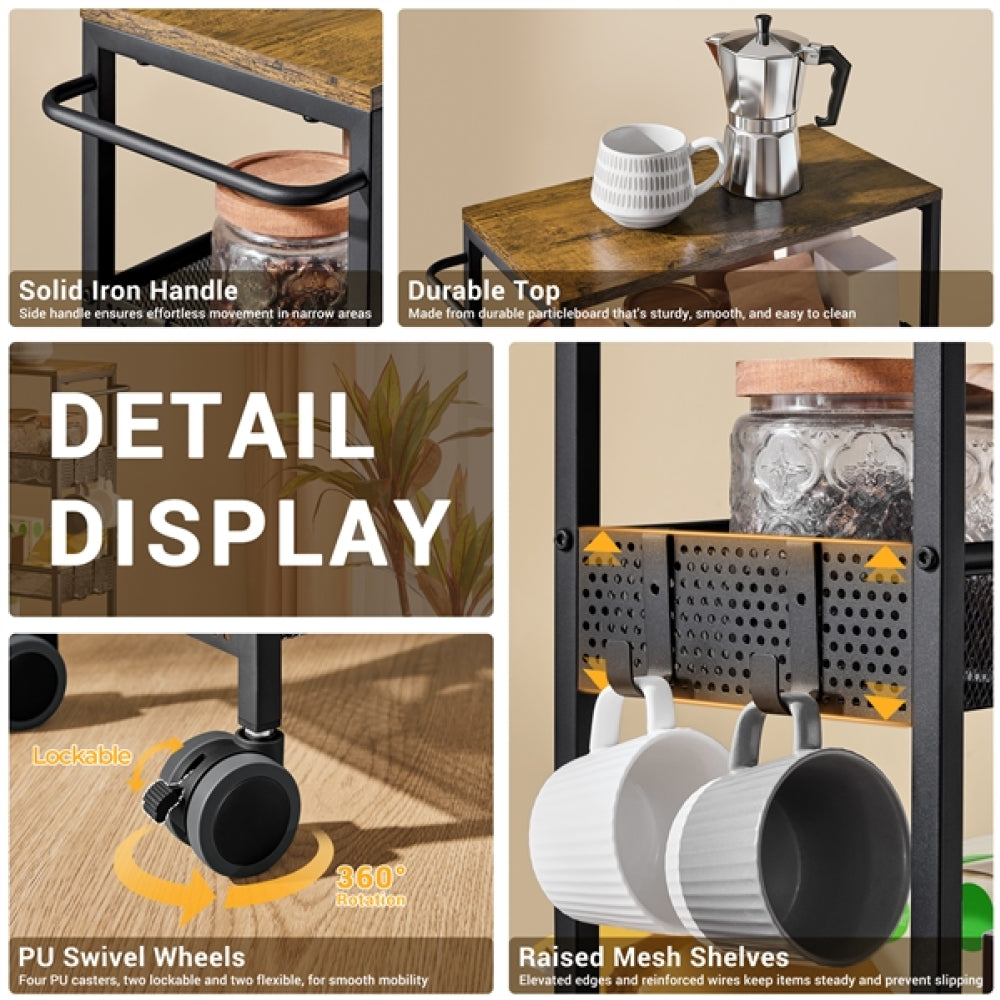 4-Tier Storage Trolley Kitchen Trolley