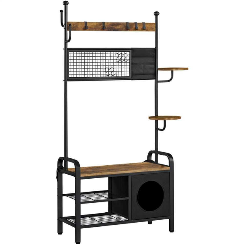 Hall Tree with Cat House Coat Rack Shoe Rack