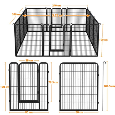 12 Panels Heavy Duty Dog Pen